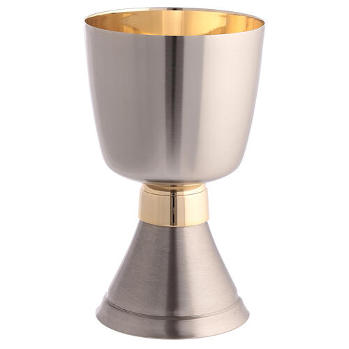 Chalice, ciborium and bowl paten, modern style, silver-plated brass 2