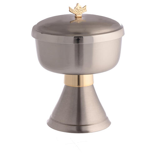 Chalice, ciborium and bowl paten, modern style, silver-plated brass 4