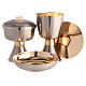 Chalice, ciborium and bowl paten, modern style, silver-plated brass s1