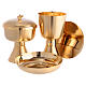 Minimalist chalice, ciborium and bowl paten of gold plated brass s1