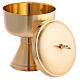 Minimalist chalice, ciborium and bowl paten of gold plated brass s5