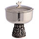 Chalice, ciborium and bowl paten of silver-plated brass, base with embossed apostles s4