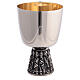Chalice, ciborium and bowl paten of silver-plated brass, base with embossed apostles s6