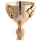 Chalice with paten and ciborium, gold plated brass, vine pattern s3