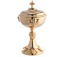 Chalice with paten and pyx in gilded brass with grape and branch decoration s5