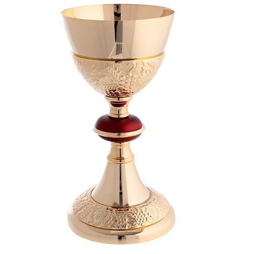 Chalice pyx gilded brass grape knot matte burgundy 2