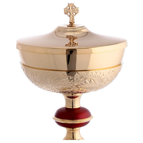 Chalice pyx gilded brass grape knot matte burgundy 7