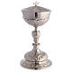 Baroque decorated chalice, ciborium and paten of silver-plated brass, floral pattern s5