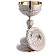 Baroque decorated chalice, ciborium and paten of silver-plated brass, floral pattern s7