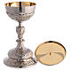 Baroque decorated chalice, ciborium and paten of silver-plated brass, floral pattern s8
