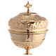 Chalice with paten and ciborium of gold plated brass, Baroque floral pattern s6