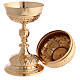 Chalice with paten and ciborium of gold plated brass, Baroque floral pattern s8