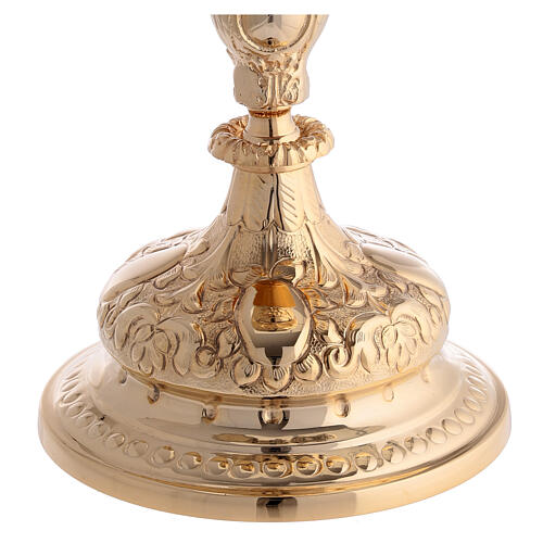 Chalice with paten and pyx in gilded brass with baroque floral decoration 4