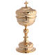 Chalice with paten and pyx in gilded brass with baroque floral decoration s5