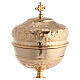 Chalice with paten and pyx in gilded brass with baroque floral decoration s6