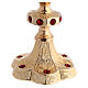 Chalice pyx paten decorations red stones gilded brass s4