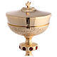 Chalice pyx paten decorations red stones gilded brass s6