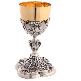 Calice resurrezione di Cristo zirconi h 21 cm argentato