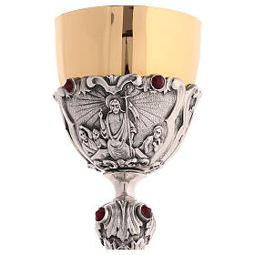 Calice resurrezione di Cristo zirconi h 21 cm argentato
