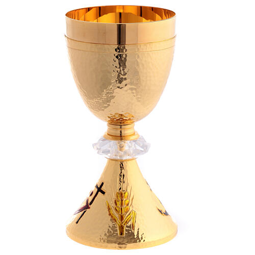 Jubilee chalice with case, Pilgrims of Hope, gold plated brass and crystal 3