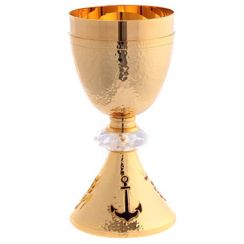 Jubilee chalice with case, Pilgrims of Hope, gold plated brass and crystal 5