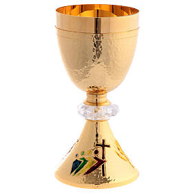 Jubilee Pilgrims of Hope Chalice in golden crystals with chalice holder
