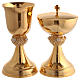 Set of chalice and ciborium with decorated node, silver roses on gold plated brass s1