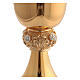 Set of chalice and ciborium with decorated node, silver roses on gold plated brass s3