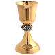 Set of chalice and ciborium with silver node, golden roses, 24K gold plated brass s2