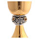 Set of chalice and ciborium with silver node, golden roses, 24K gold plated brass s4