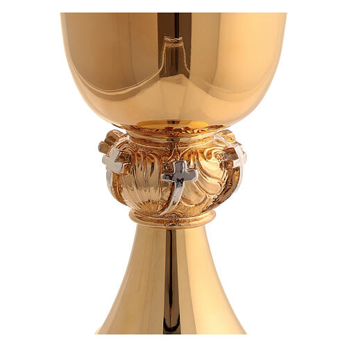 Chalice and ciborium with silver crosses on nodes, gold plated brass 4