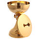 Chalice and ciborium with silver crosses on nodes, gold plated brass s5