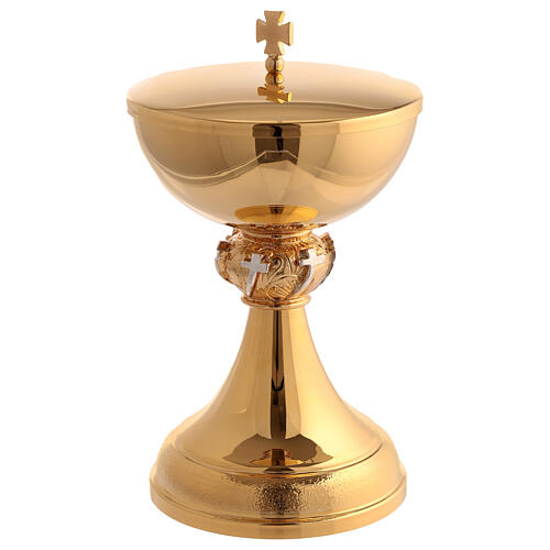 Calice pisside nodo croci argento ottone dorato 3