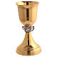 Chalice and ciborium with golden crosses on silver nodes, gold plated brass s2