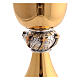 Chalice and ciborium with golden crosses on silver nodes, gold plated brass s4