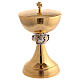 Set calice pisside nodo sfera bicolore croci ottone dorato s3