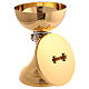 Set calice pisside nodo sfera bicolore croci ottone dorato s5