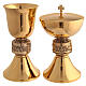 Chalice and ciborium set with Last Supper decoration, gold plated brass with burnished node s1