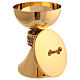 Chalice and ciborium set with Last Supper decoration, gold plated brass with burnished node s5