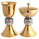 Set calice pisside rilievo Ultima Cena ottone dorato nodo argento s1