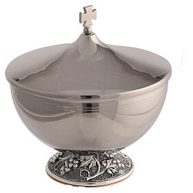 Silvered brass ciborium 300 hosts grape relief base