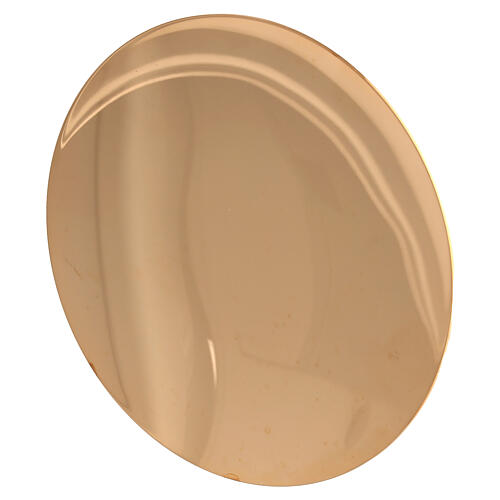 Paten with Last Supper engraving in gilded brass 12 cm 2