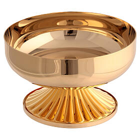 Offertory paten of gold plated brass with base, 5.5 in