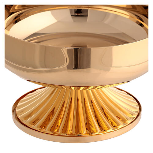Patena offertoriale ottone dorato su base 14 cm 2