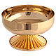 Patena offertoriale ottone dorato su base 14 cm s1