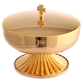 Offertory paten with lid, gold plated brass, d. 5.5 in