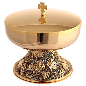 Low ciborium vine grapes 24k golden brass 14 cm