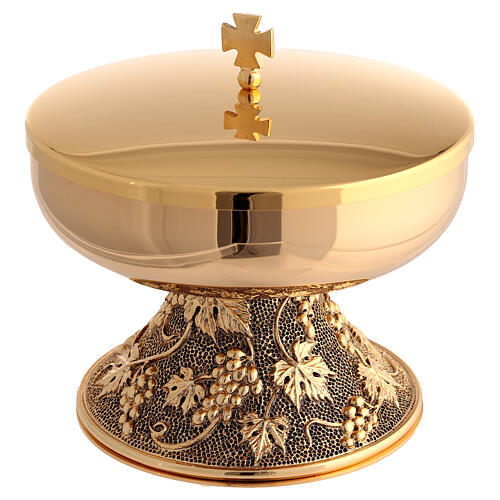 Low ciborium vine grapes 24k golden brass 14 cm 1