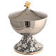 Pisside due specie ottone argentato viti uva rilievo 14 cm s5