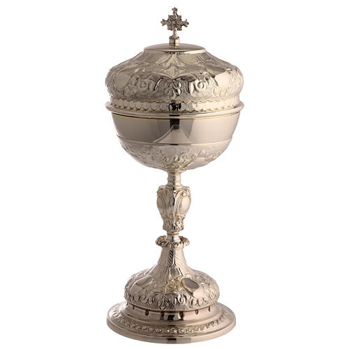 Chalice, ciborium and paten of gold plated brass 3